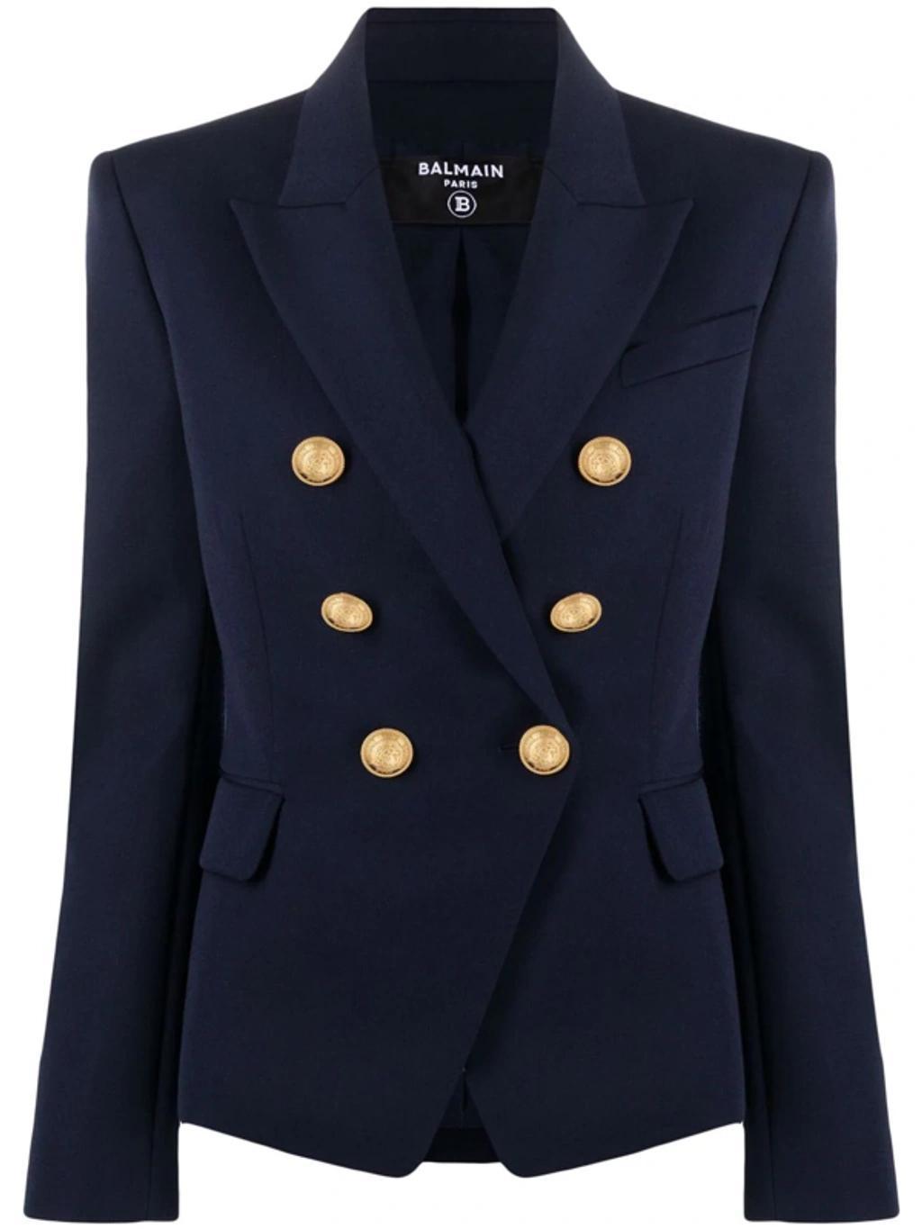 BALMAIN Double-breasted Wool-twill Blazer In Black Product Image