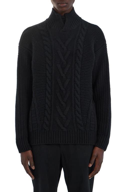 ZEGNA Cable Stitch Split Turtleneck Cashmere Sweater Product Image