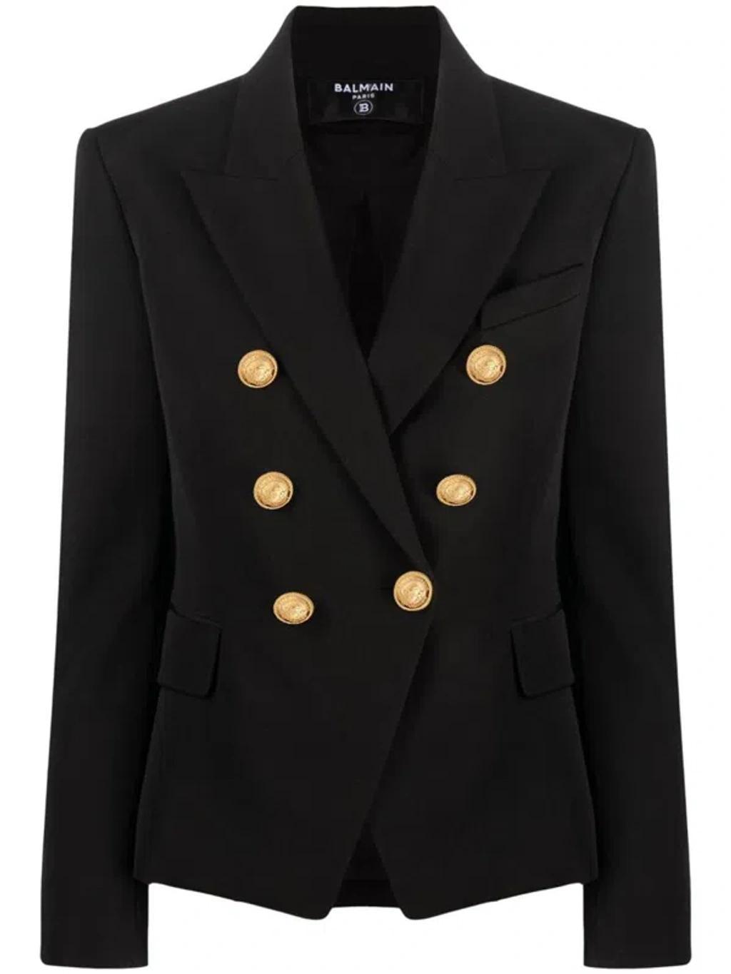 BALMAIN Double-breasted Wool Blazer In Black Product Image