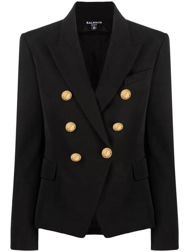 BALMAIN Double-breasted Wool Blazer In Black Product Image