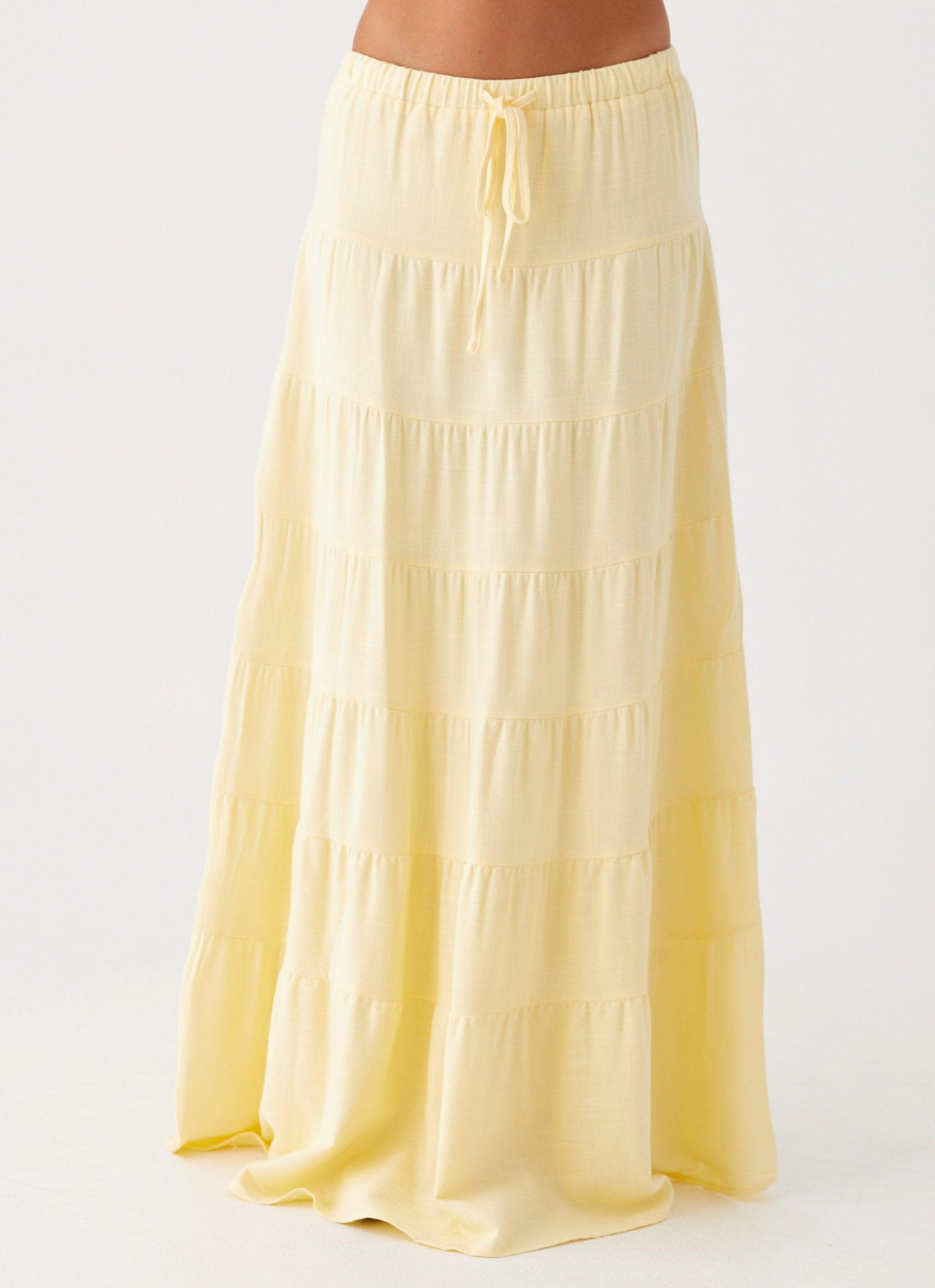 Mariella Linen Maxi Skirt - Yellow Product Image