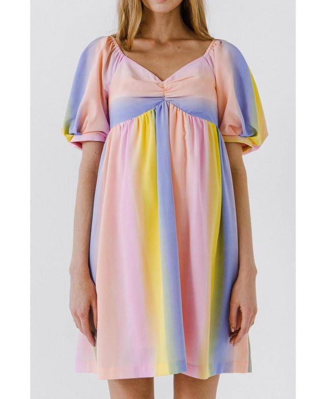 Womens Multi Color Stripe Babydoll Dress Product Image