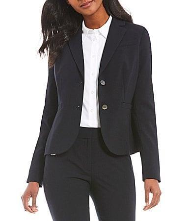 Calvin Klein Luxe Stretch 2 Button Notch Lapel Long Sleeve Blazer Product Image