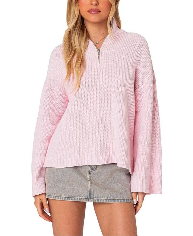 Edikted Amour High Neck Oversized Zip Sweater Product Image