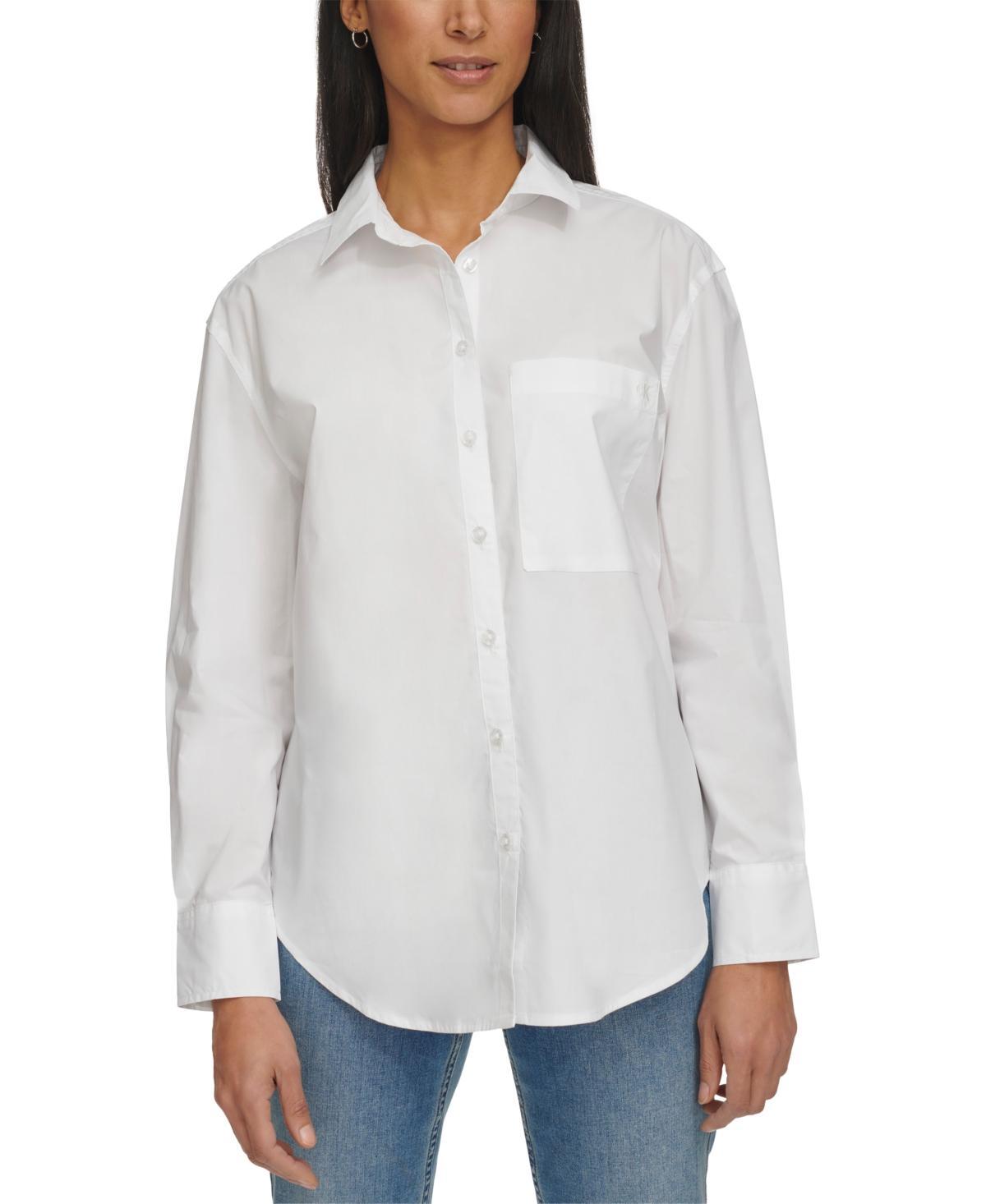 Calvin Klein Jeans Womens Button-Front Cotton Top product image