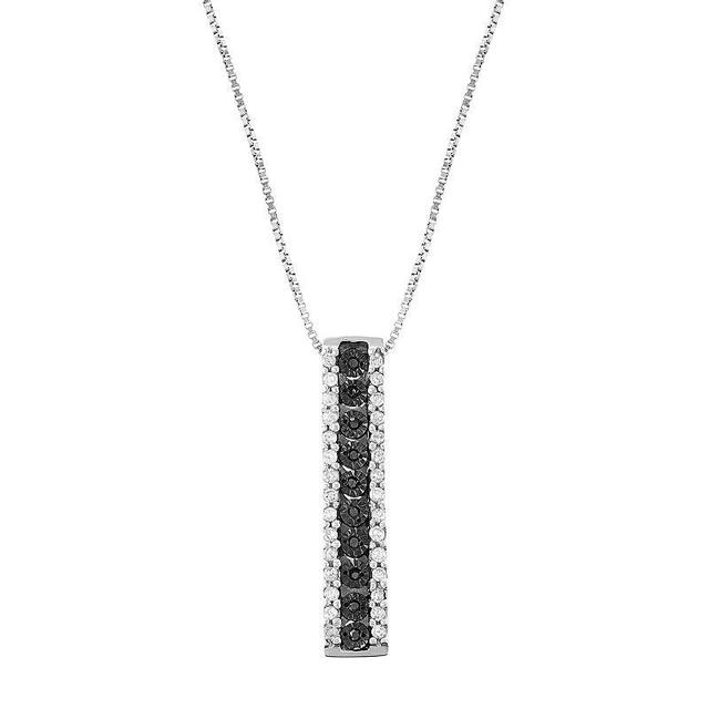 Sterling Silver 1/5 Carat T.W. Black Diamond Stick Pendant Necklace, Womens Product Image