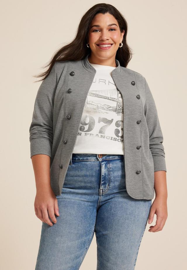 Maurices Plus Size Womens Blazer Military Gray Size 0X Product Image