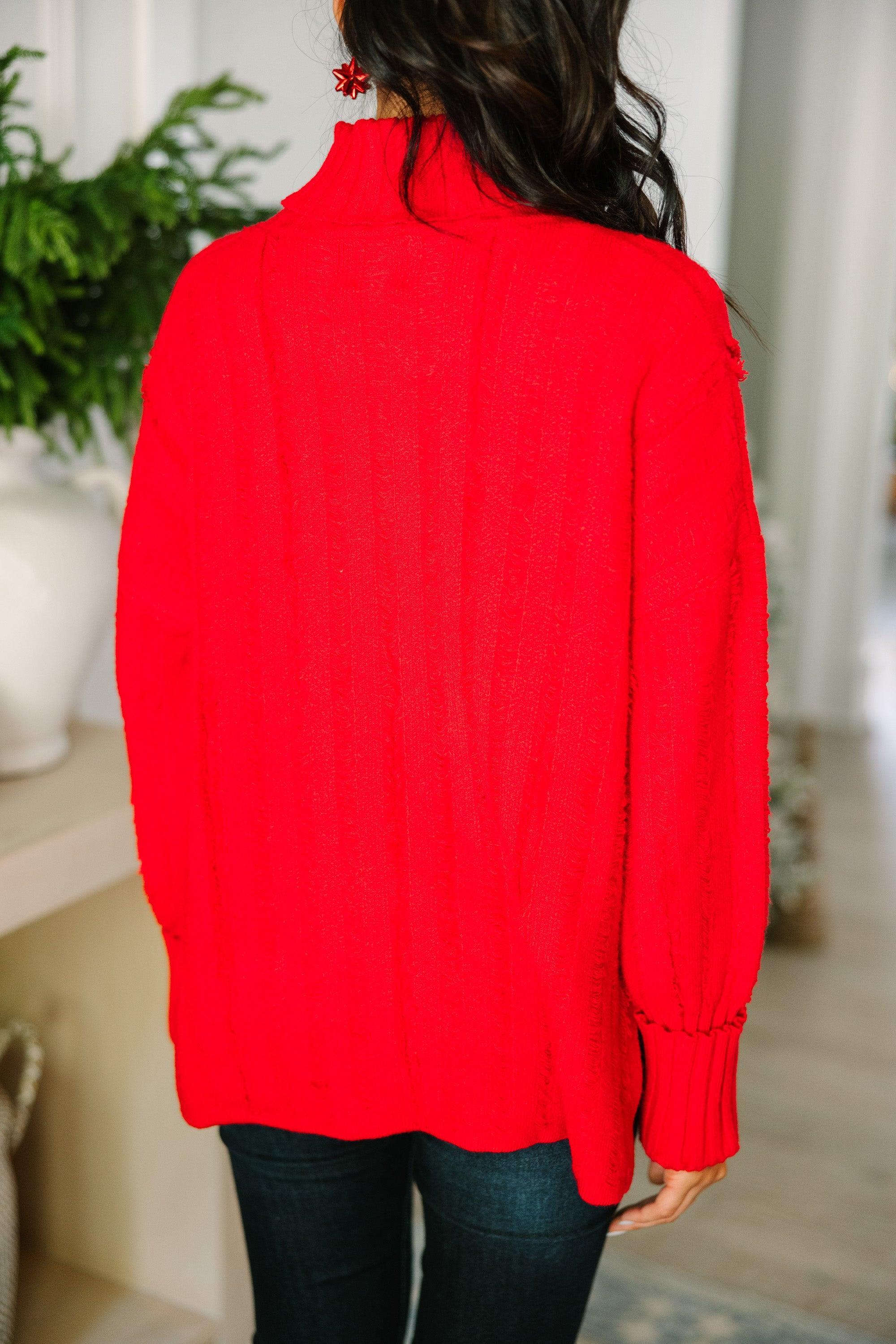 Start The Conversation Red Fringe Sweater Female Product Image