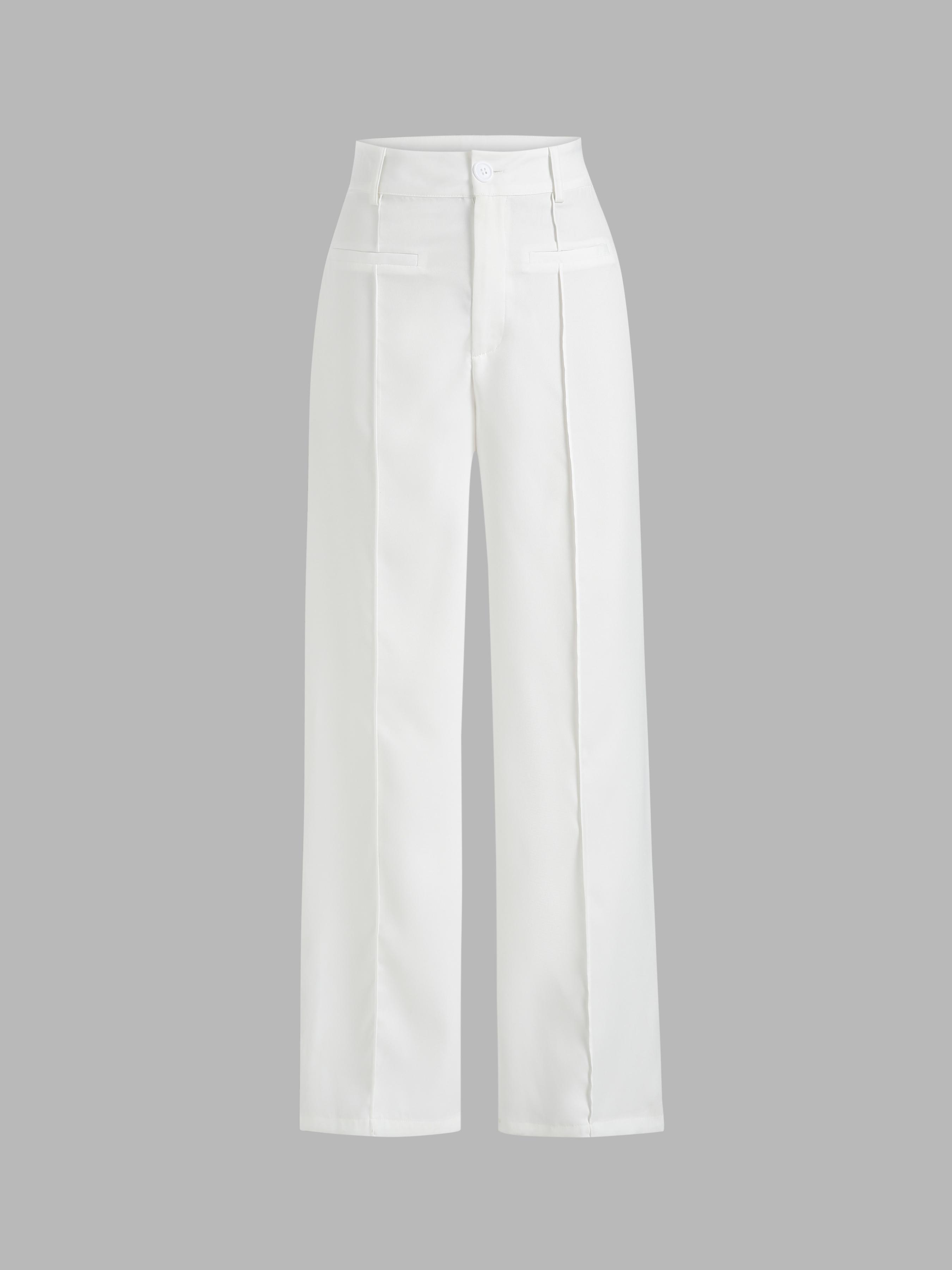 Solid Stitch Straight Leg Trousers Product Image