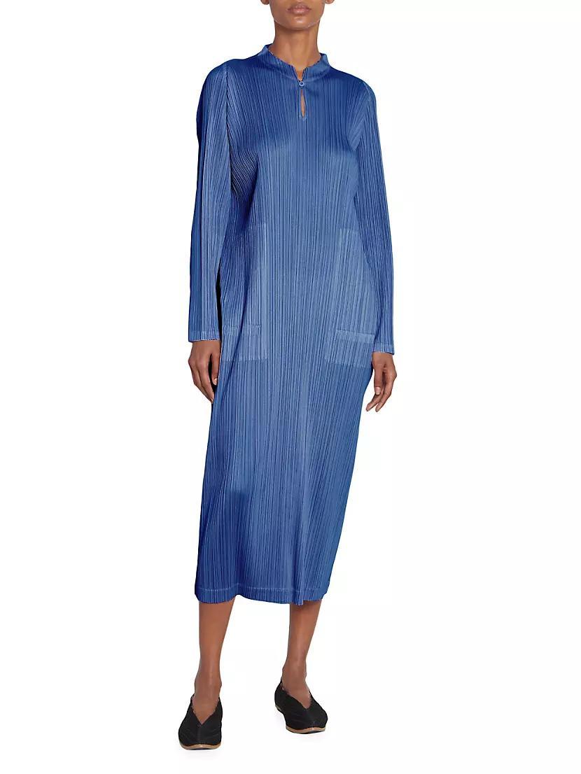 January Pleated Long-Sleeve Midi-Dress Product Image