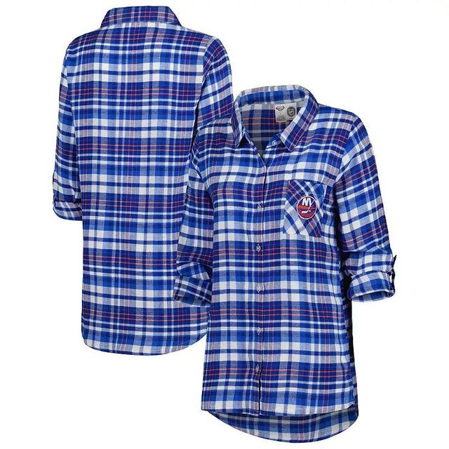 Womens Concepts Sport Royal New York Islanders Mainstay Flannel Full-Button Long Sleeve Nightshirt Product Image