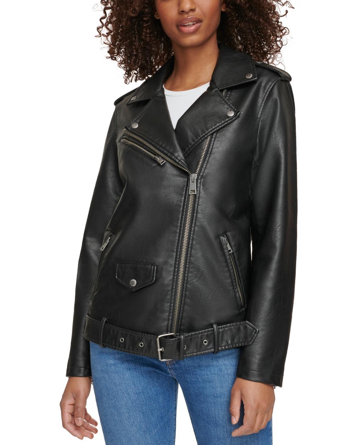 Levi's(r) Long Lined Elevated Belted Moto (Oyster) Women's Jacket Product Image