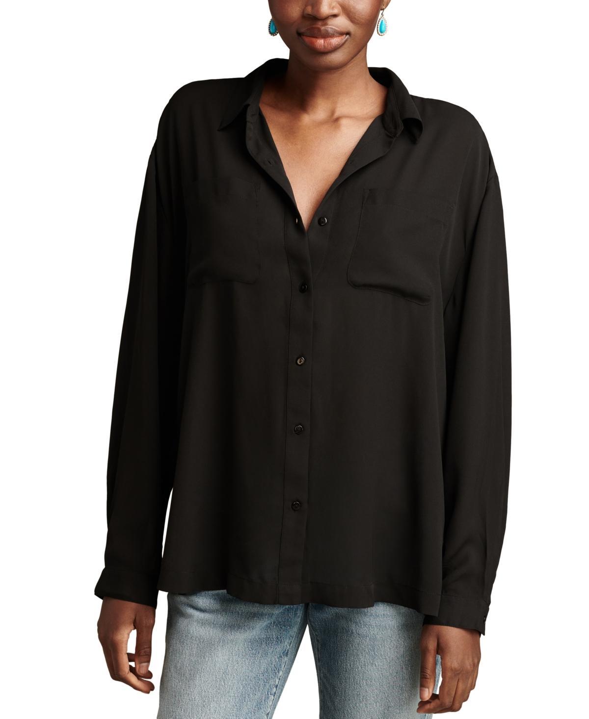 Lucky Brand Womens Collared Pleated Back Button-Front Shirt Product Image