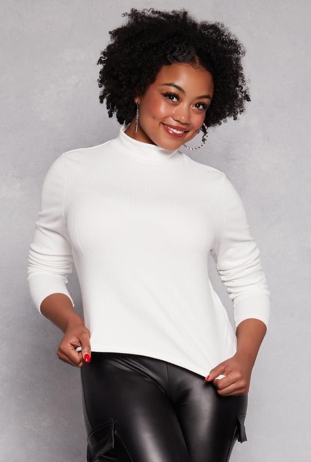 Womens Plus Size Ribbed Knit Mock Neck Top Product Image