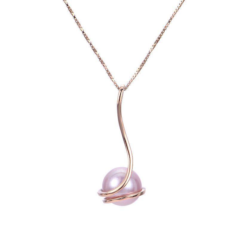 PearLustre by Imperial 14k Rose Gold Pink Freshwater Cultured Pearl Pendant Necklace, Womens Product Image