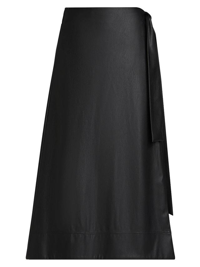 Womens Beatrice Vegan Leather Wrap Midi-Skirt Product Image