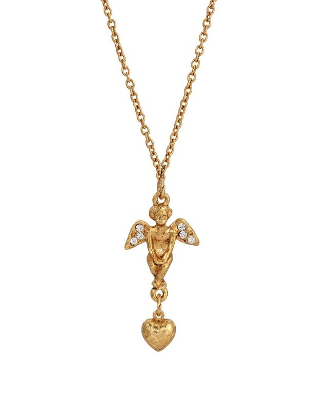 Symbols of Faith 14k Gold-Dipped Crystal Angel Heart Necklace, Womens Product Image