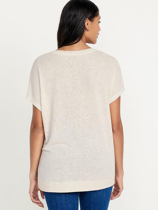 Oversized Linen-Blend Tunic T-Shirt Product Image