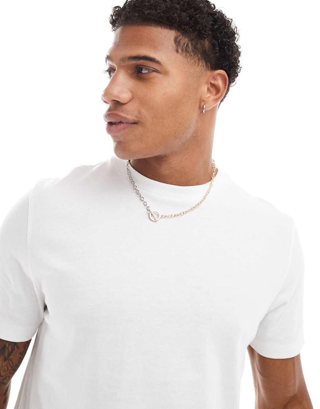 ASOS DESIGN 2-pack crew neck T-shirts in white and light blue Product Image