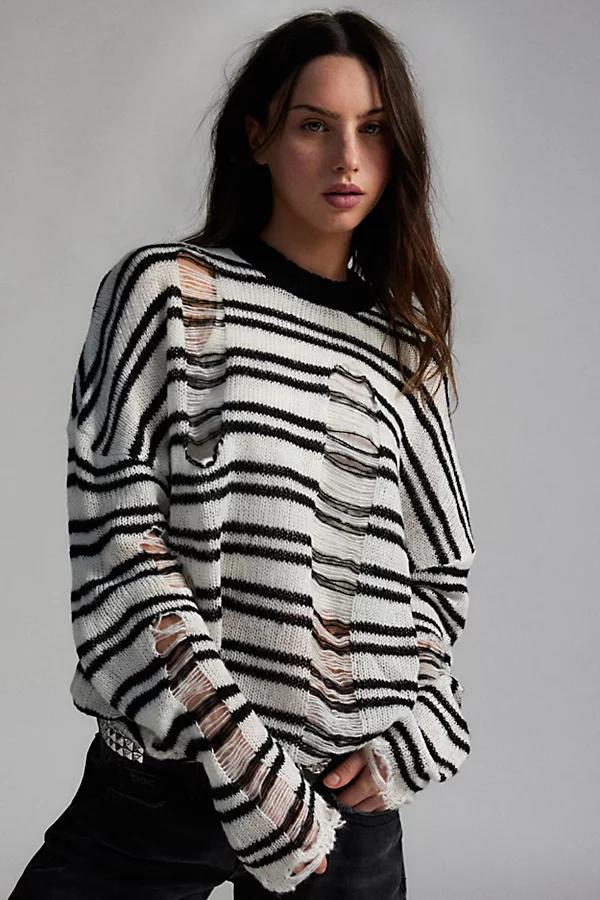 The Ragged Priest Dexter Distressed Striped Crew Neck Sweater product image