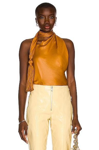 Bottega Veneta Fluid Halter Top in Tan Product Image