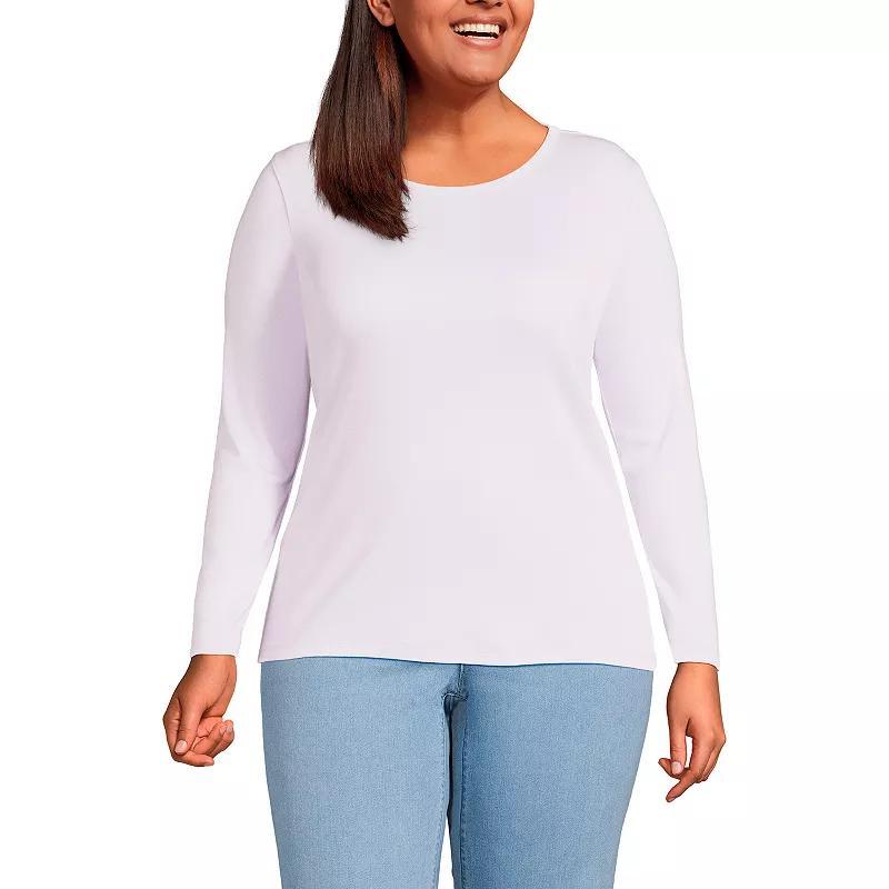 Plus Size Lands End Long Sleeve Crewneck Tee, Womens Pale Purple Frost product image