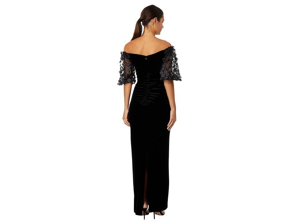 Xscape Evenings Floral Appliqu Off the Shoulder Velvet Gown Product Image