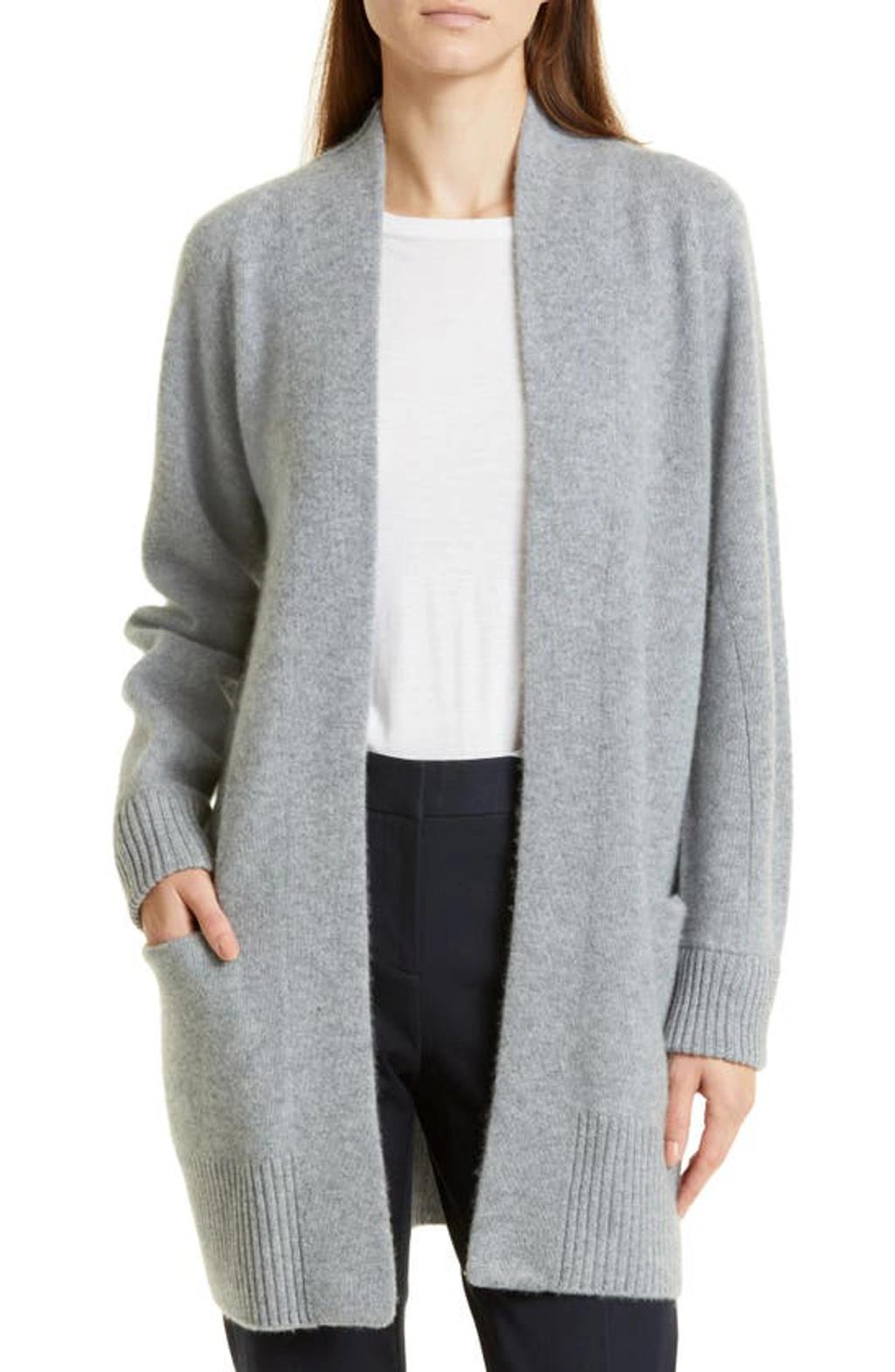 Shawl Collar Cashmere Cardigan In Grey Product Image