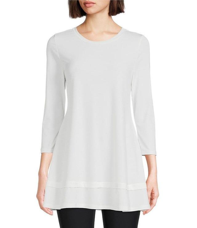 IC Collection Round Neck 3/4 Sleeve Knit Jersey Layered Tunic Product Image