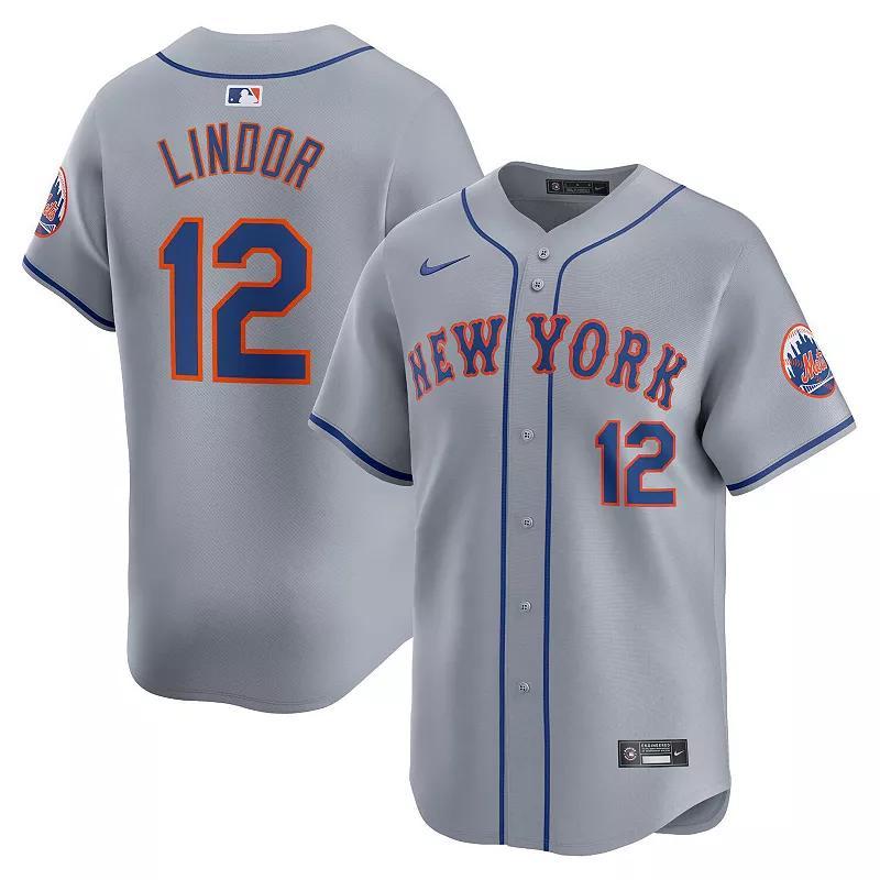 Mens Nike Francisco Lindor Gray New York Mets Away Limited Player Jersey Product Image