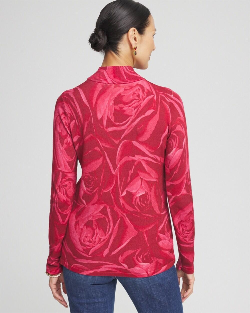 Rose Print Mockneck Pullover Sweater Product Image