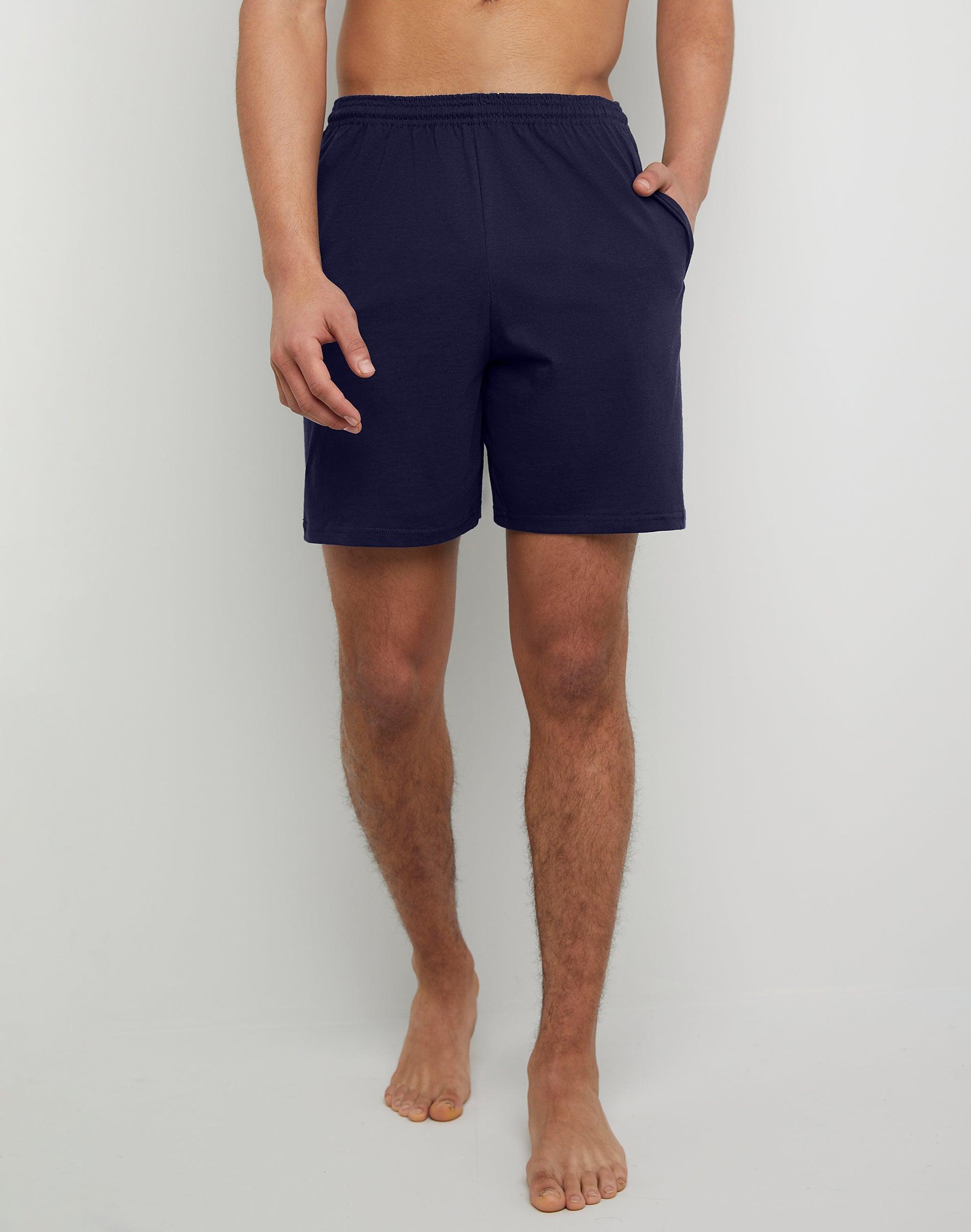 Mens Hanes ComfortSoft Jersey Pocket Shorts Grey Heather Product Image