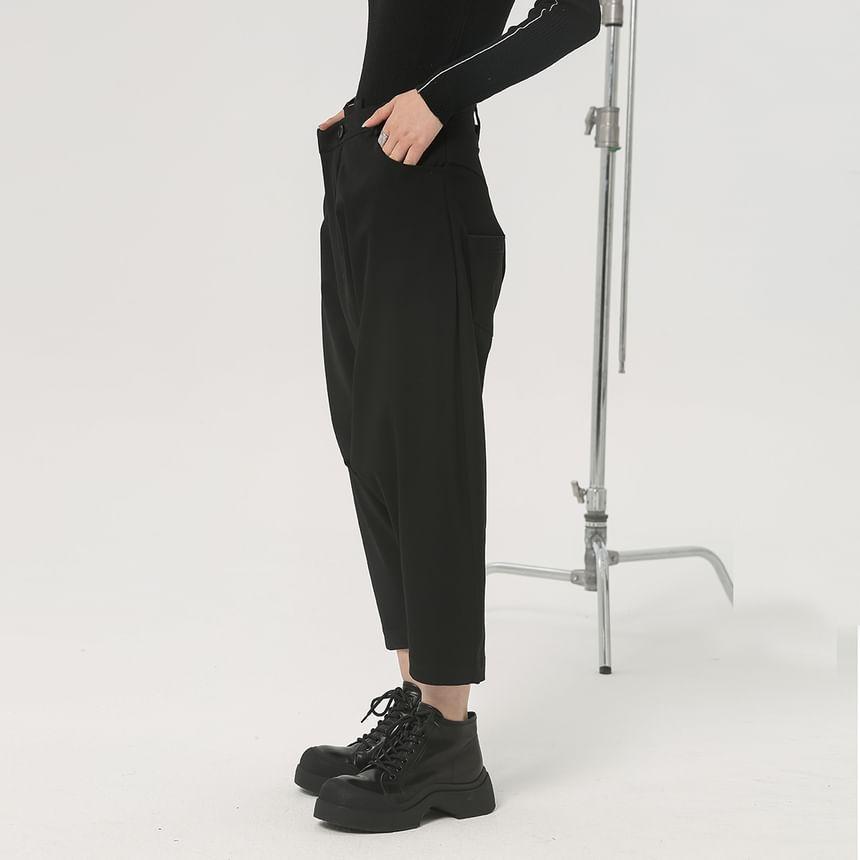 High Rise Plain Crop Harem Pants Product Image