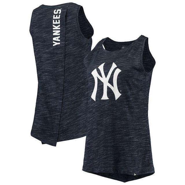 Womens New Era New York Yankees Space Dye Back-Knot Tank Top Blue Product Image