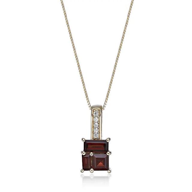 Gemminded 2 Micron Gold Over Silver Garnet & Lab-Created White Sapphire Pendant Necklace, Womens Gold Tone Product Image