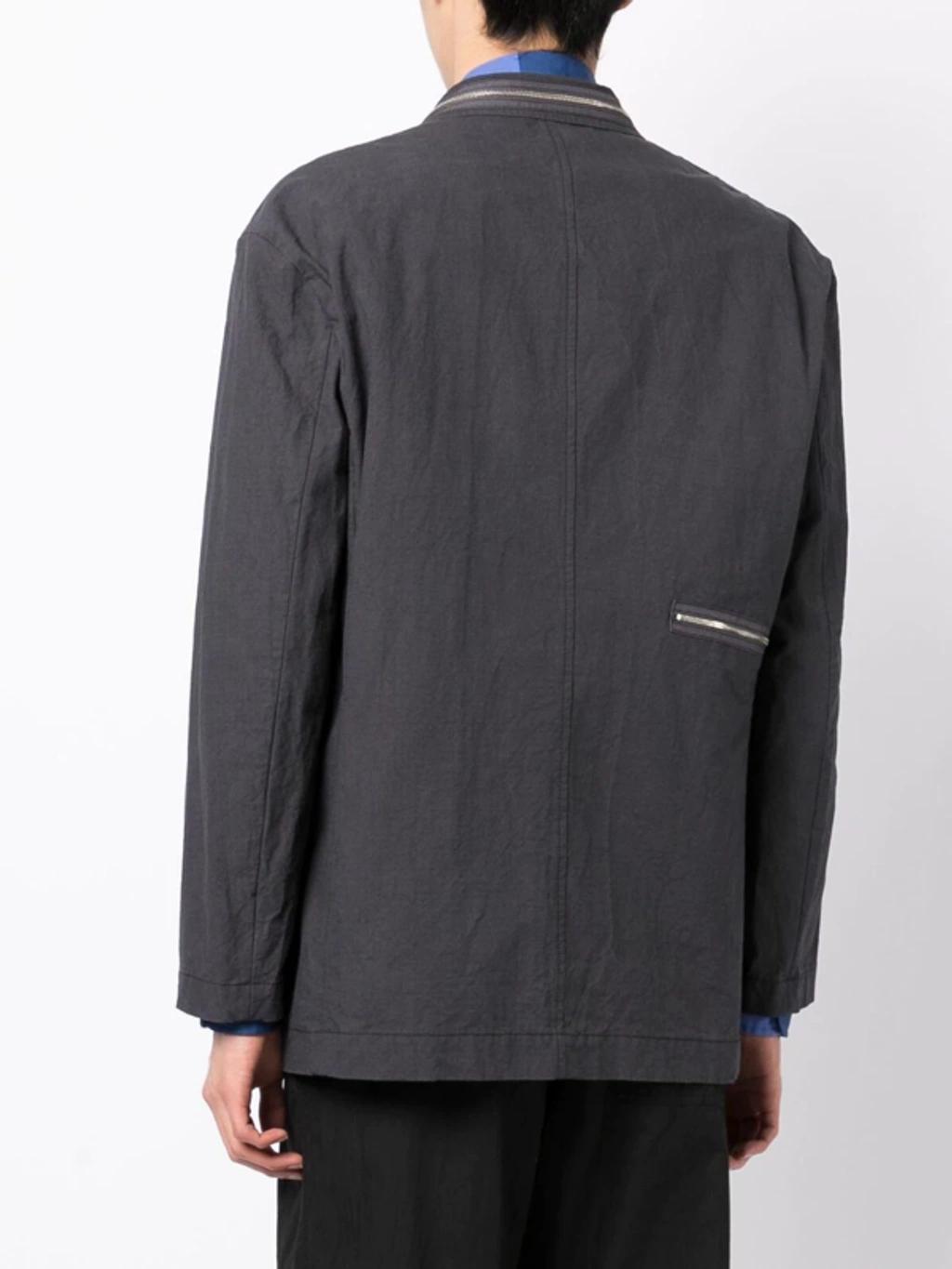 UNDERCOVER Zip-detail Single-breasted Button Blazer In Charcoal Product Image