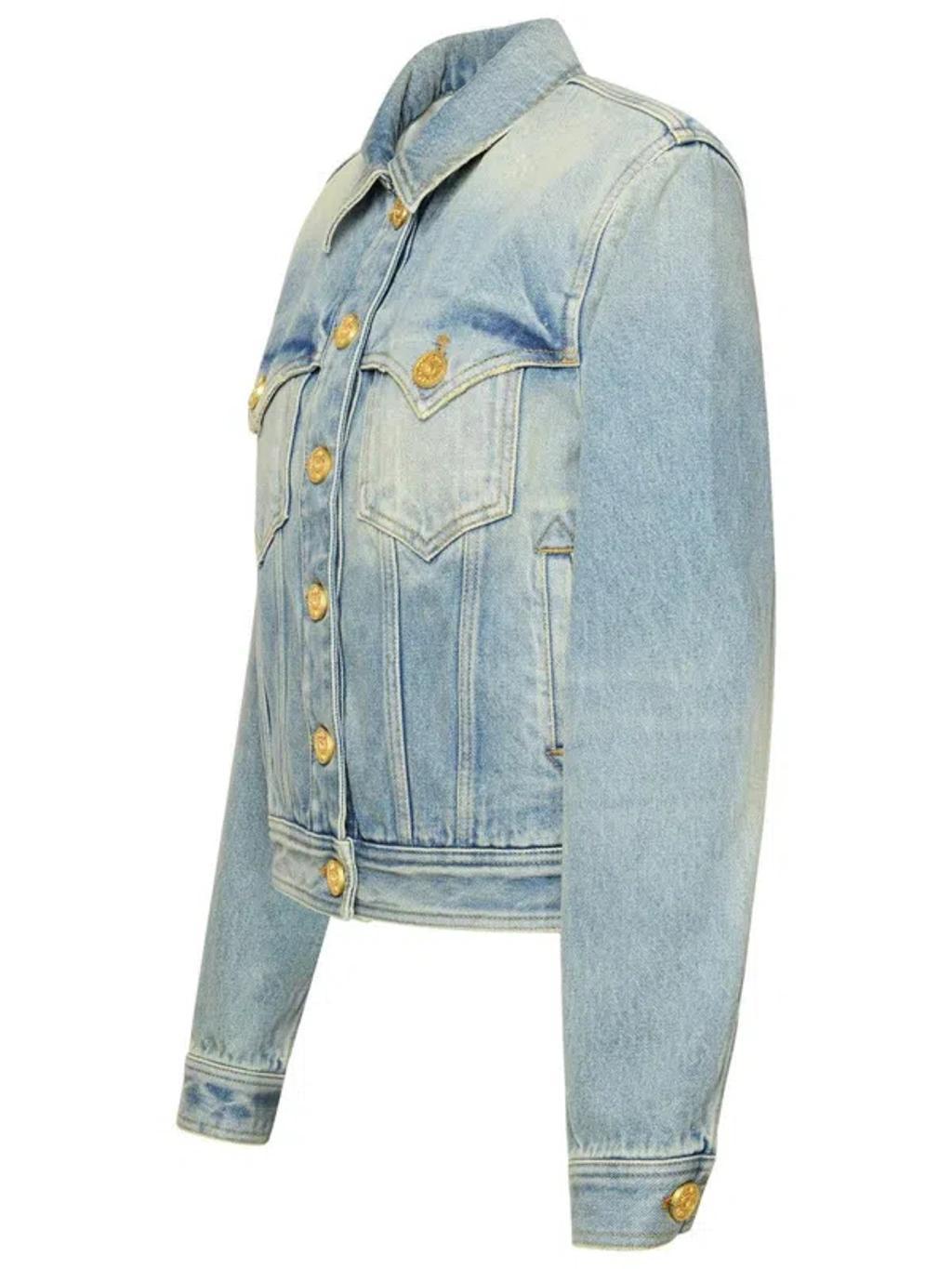 BALMAIN Blue Cotton Jacket Product Image