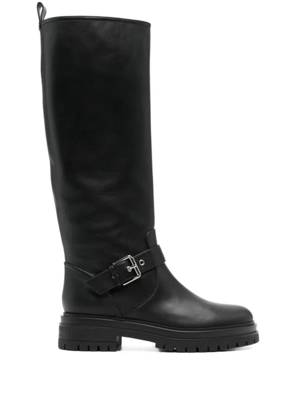 GIANVITO ROSSI Buckled Leather Boots In Black product image