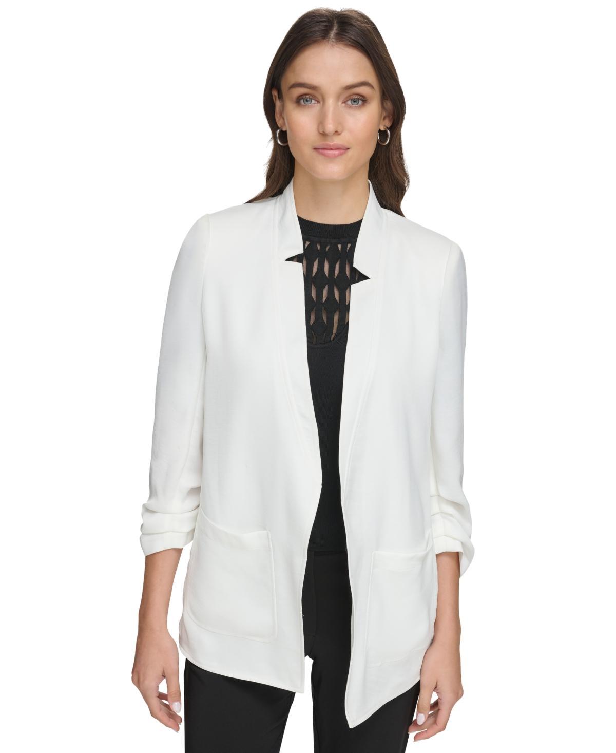 Dkny Womens Ruched-Sleeve Relaxed Jacket Product Image