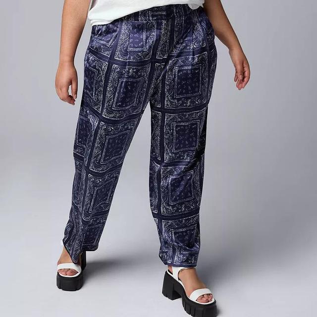 Plus Size Simply Vera Vera Wang High Rise Effortless Ankle Trousers, Womens Bandana Blue Dye Product Image