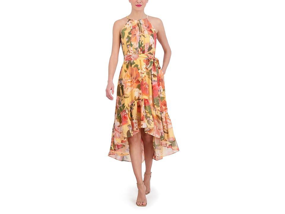 Vince Camuto Chiffon Halter High Low Midi Multi) Women's Dress Product Image