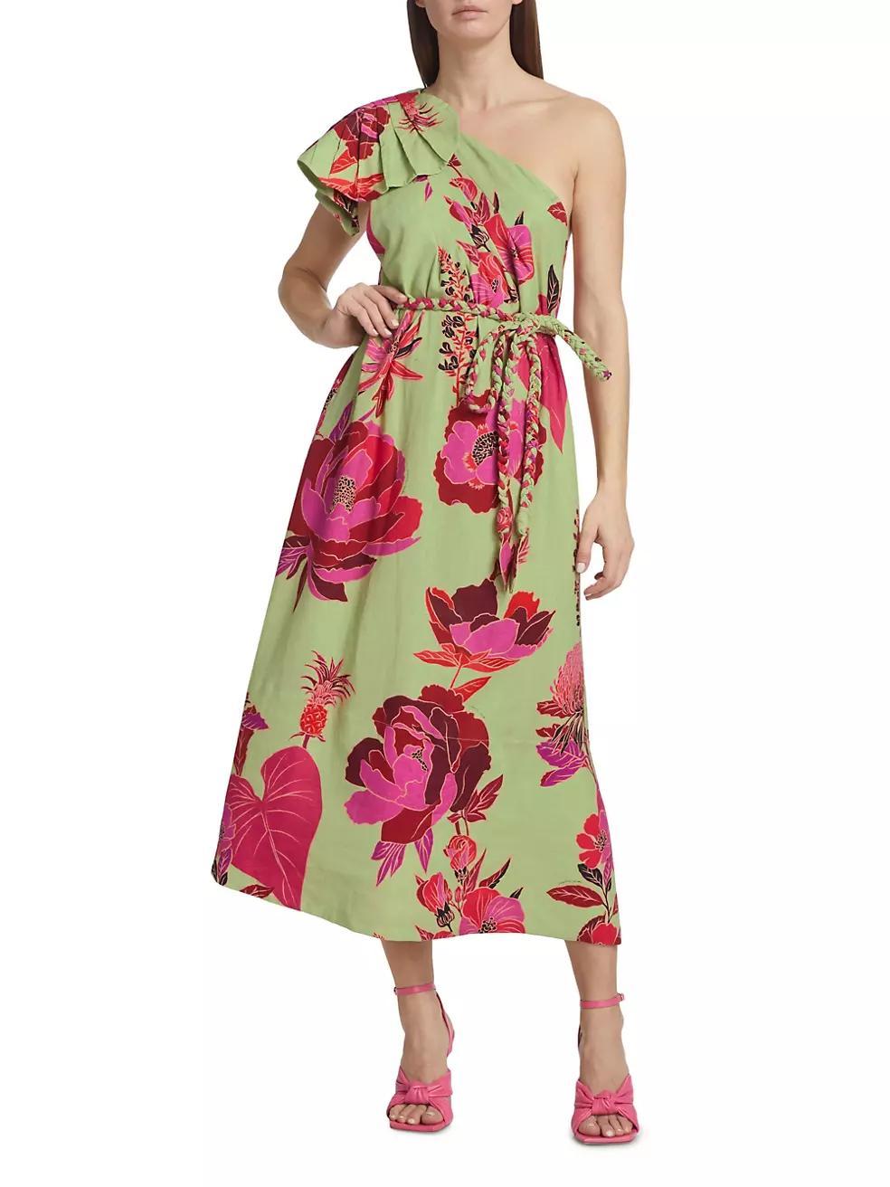 Fresh Garden One-Shoulder Midi Dress Product Image