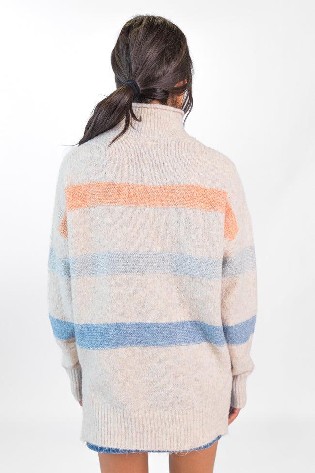 Stripe Up A Conversation Navy and Orange Turtleneck Sweater FINAL SALE Product Image