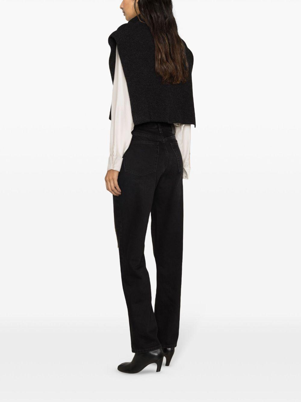 TOTÊME Logo-button High-waisted Jeans In Black Product Image