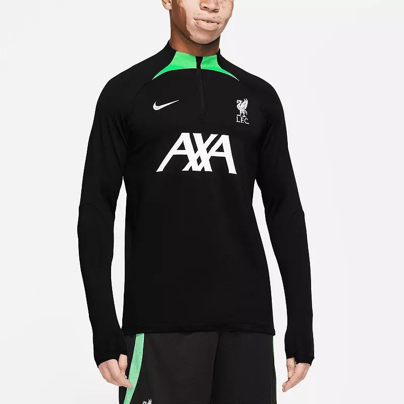 Mens Nike Black Liverpool Strike Drill Performance Raglan Quarter-Zip Long Sleeve Top Product Image