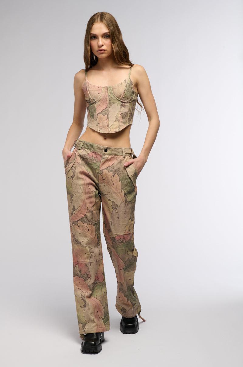 SEASONAL AWAKENING PRINTED DENIM CORSET Product Image