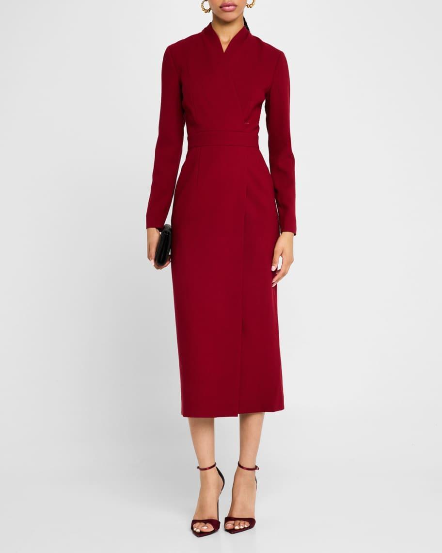 Eloise Stretch Wool Column Midi Dress Product Image