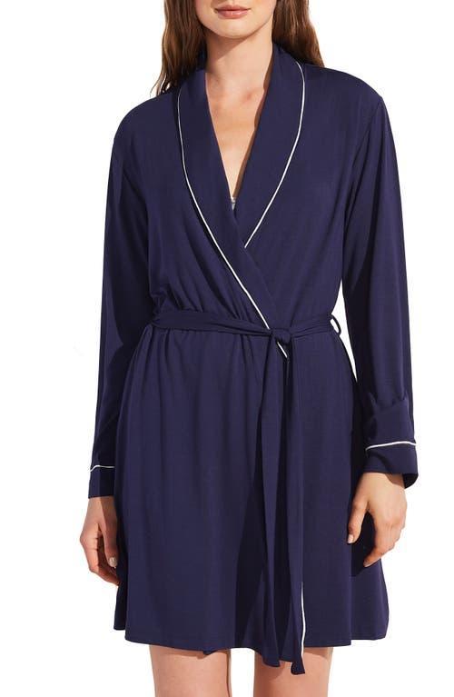 Eberjey Gisele - The Tuxedo Robe (Navy/Ivory) Women's Robe Product Image