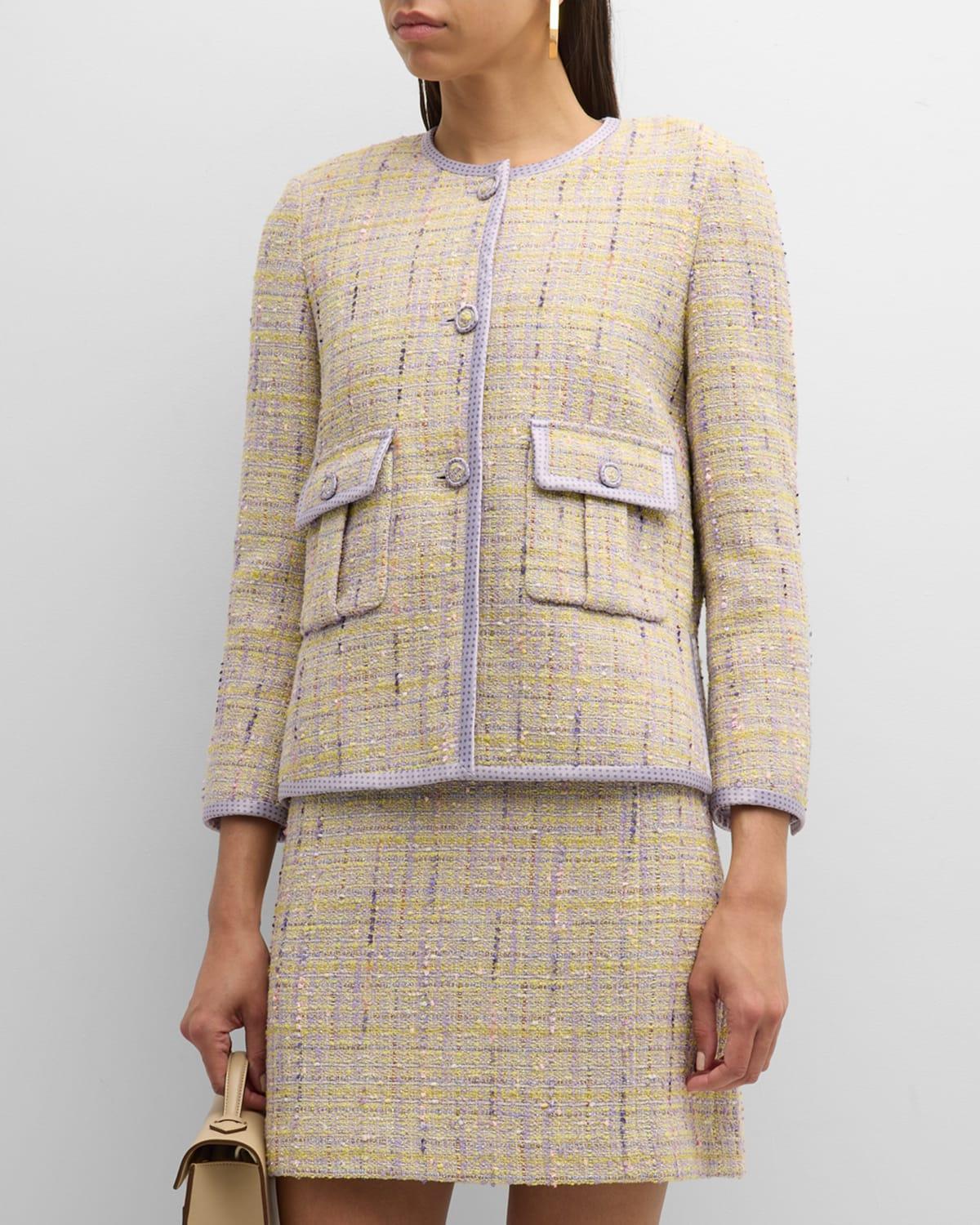 Womens Textured Metallic Slub Tweed Jacket Product Image