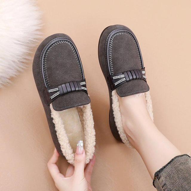 Faux Suede Panel Fleece Slip Ons Product Image